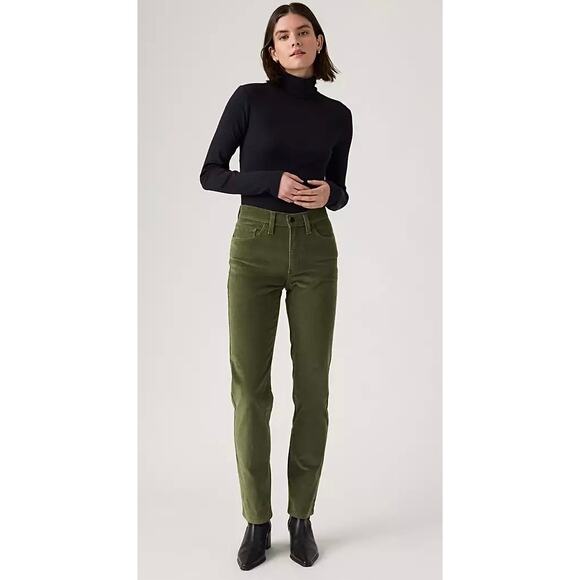 Levi’s 724 High Rise Straight Corduroy Pants Ivy Green Women’s 30 Casual Holiday - Picture 2 of 16